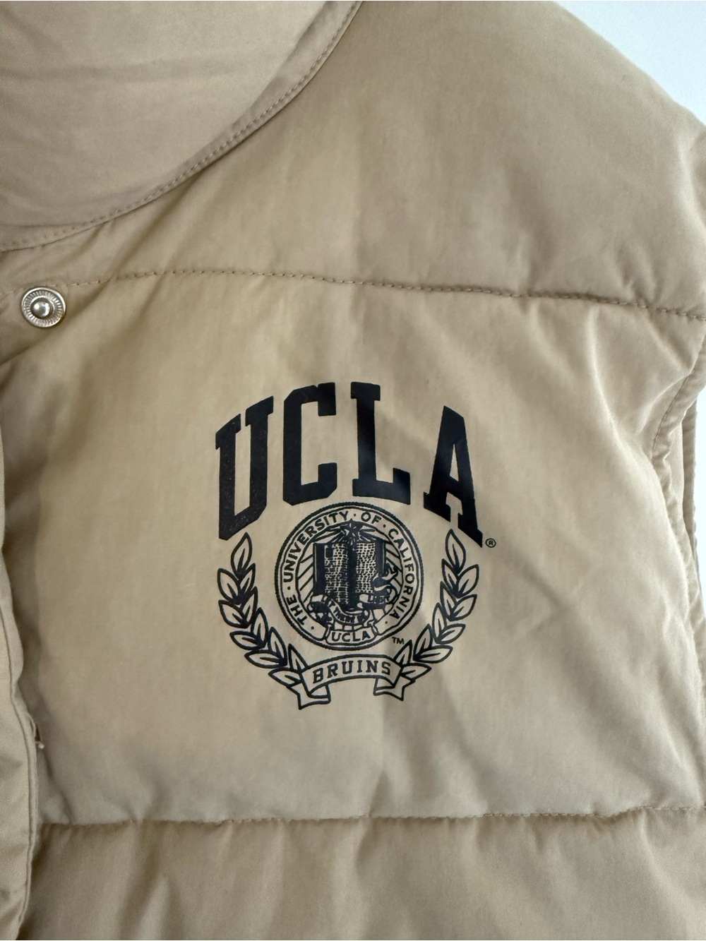 H&M Tan Puffer Vest with UCLA Crest